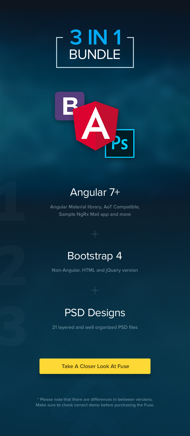 Fuse - Angular 7+ & Bootstrap 4 jQuery HTML Material Design Admin Template - 1